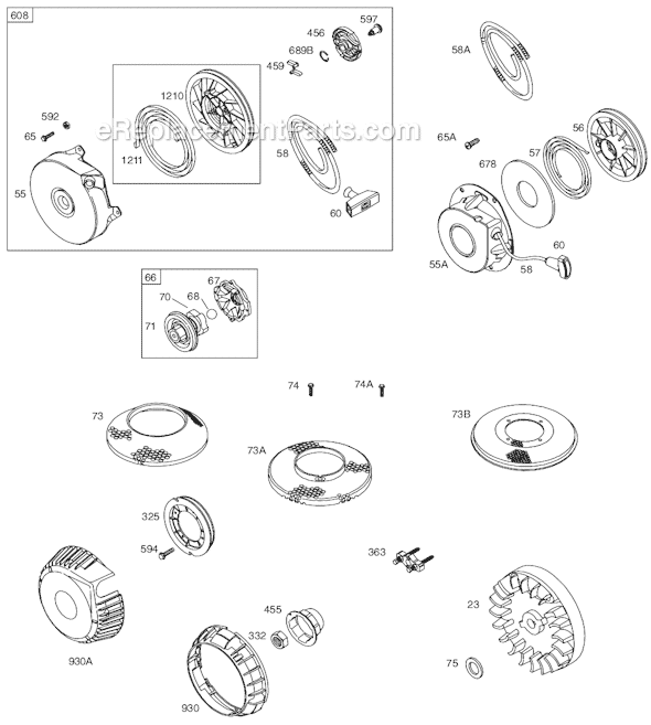 Page G Diagram and Parts List for 92200SERIES 0007-1250 Briggs and Stratton Engine